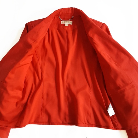 Michael Kors Womens Cotton Linen Blazer Red - Picture 5 of 8
